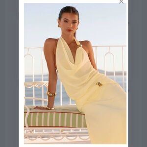 Elegant Yellow Halter Maxi Dress